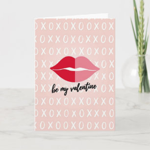 Pink Lips Be My Valentine Card