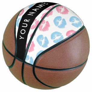 Pink Lips, Blue Lips, Kiss, Your Name, Personalise Basketball