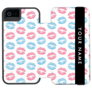 Pink Lips, Blue Lips, Kiss, Your Name, Personalise Incipio Watson™ iPhone 5 Wallet Case