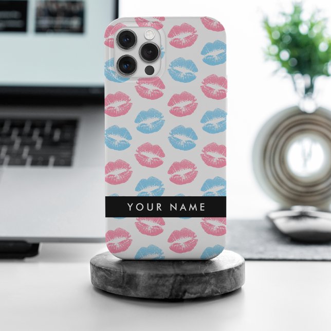 Pink Lips, Blue Lips, Kiss, Your Name, Personalise iPhone Case (Creator Uploaded)
