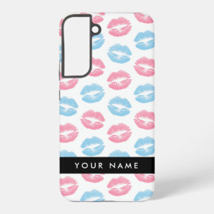 Pink Lips, Blue Lips, Kiss, Your Name, Personalise Samsung Galaxy Case