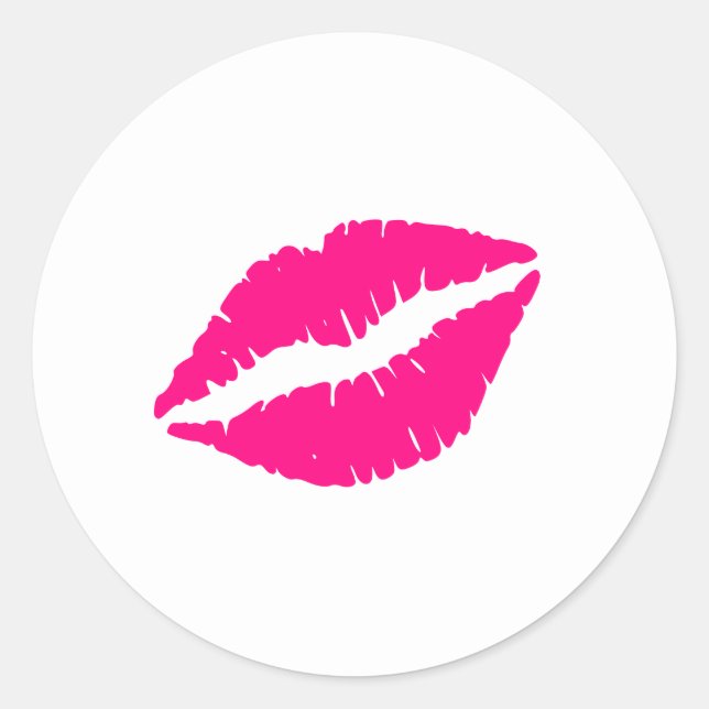 Pink Lips  Classic Round Sticker (Front)