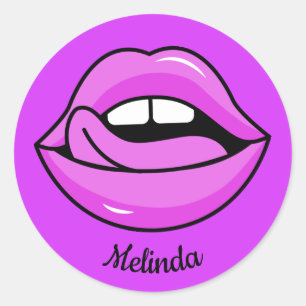 Pink Lips custom name stickers