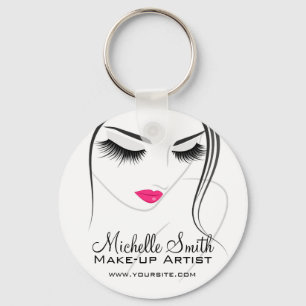 Pink lips Face long lashes Lash Extensions Keychain