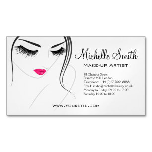 Pink lips Face long lashes Lash Extensions Magnetic Business Card