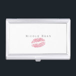 Pink Lips Glitter Kiss Glam Business Card Holder<br><div class="desc">Pink Lips Glitter Kiss Glam Business Card Holder. Customize with any text or leave it blank.</div>