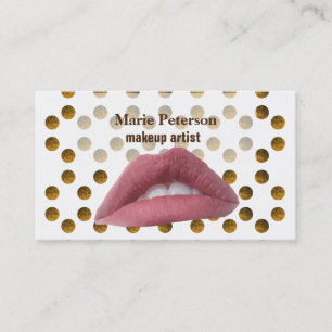 Pink Lips Golden Dots Bussines card