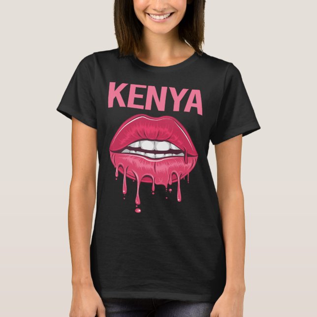 Pink Lips - Kenya Name T-Shirt (Front)