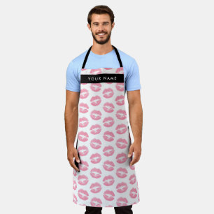 Pink Lips, Kiss, Lipstick, Your Name, Personalise Apron