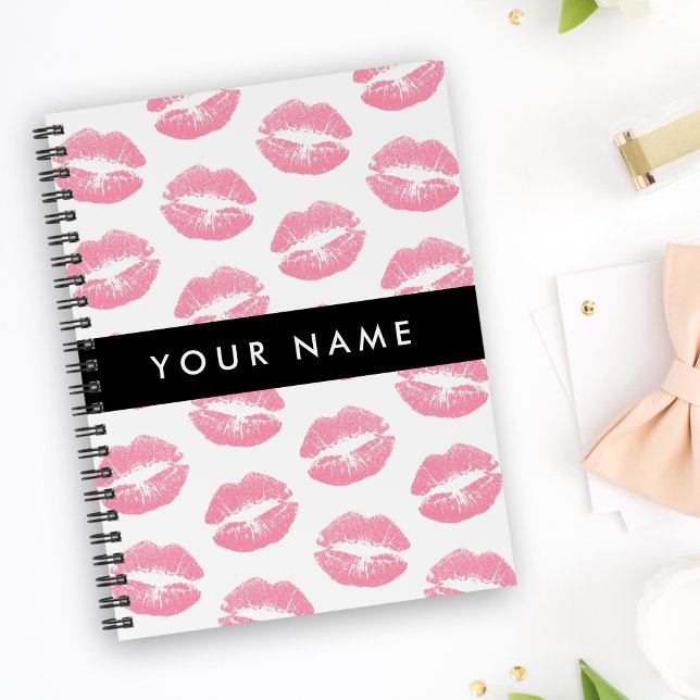Pink Lips, Kiss, Lipstick, Your Name, Personalise Notebook (Creator Uploaded)