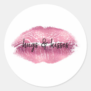 Pink Lips kiss personalized Classic Round Sticker