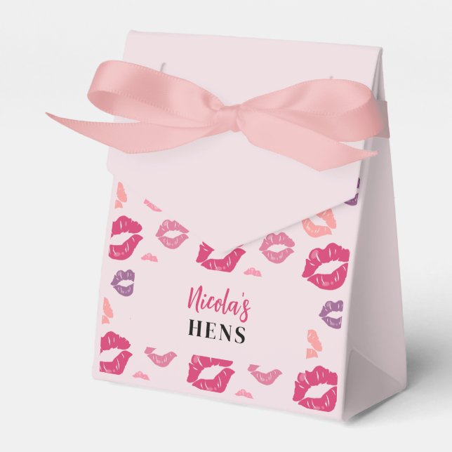 Pink Lips Kiss the Miss Hens Party Favour Box (Front Side)