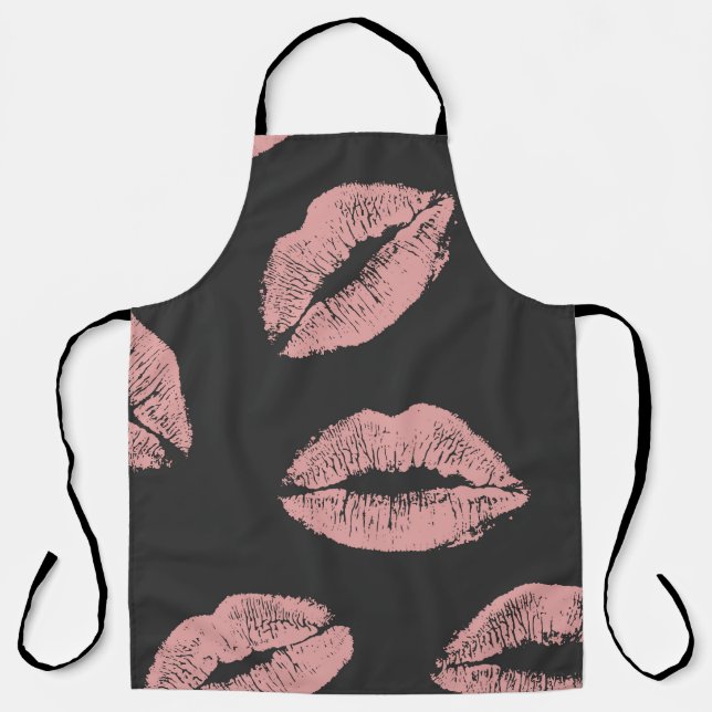 Pink lips kisses, Valentine's day pattern. Apron (Front)