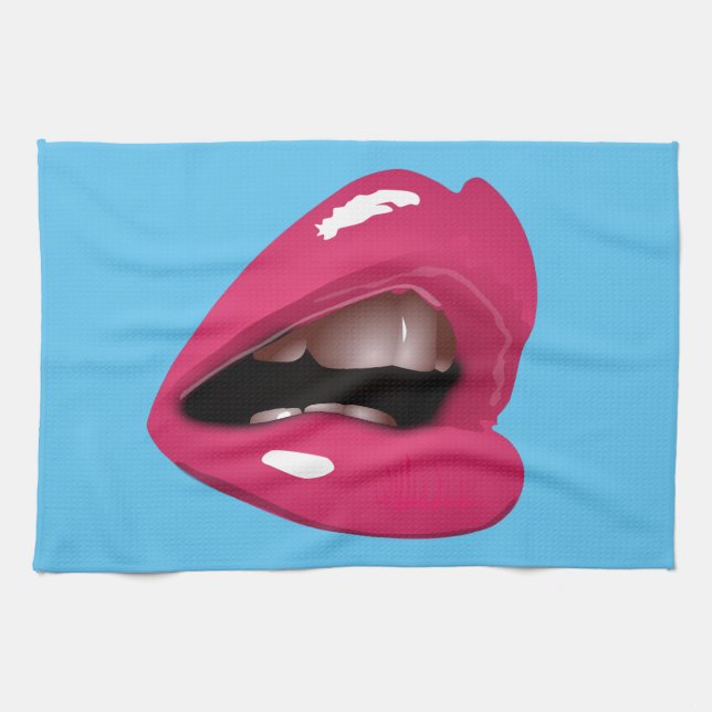 pink lips kitchen towel (Horizontal)
