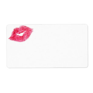 Pink Lips Lipstick Kiss Print Label