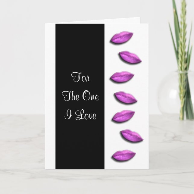 Pink lips love poem holiday card (Front)