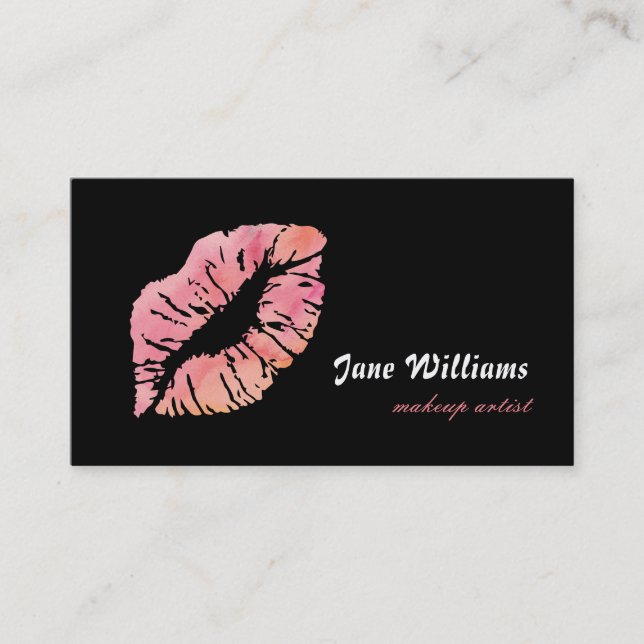 Pink Lips Makeup Artist Business Card (Front)