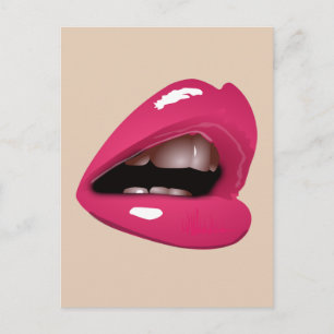 PINK LIPS MOUTH KISS POSTCARD