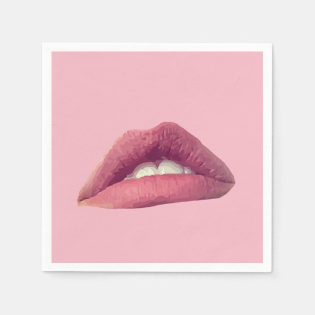Pink Lips, Mouth party Napkins (Front)