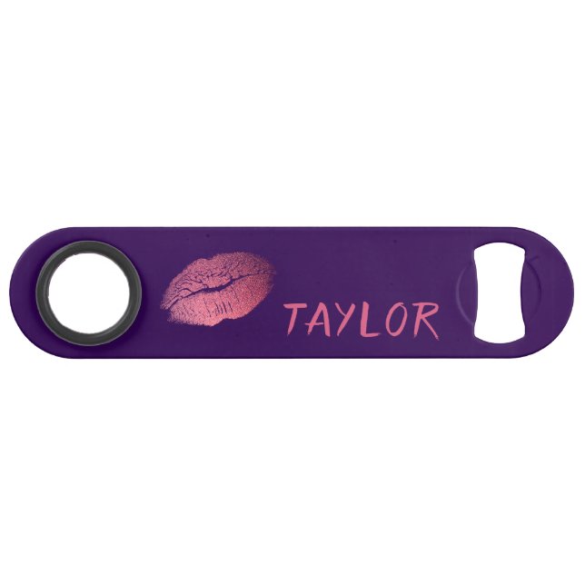 Pink lips on purple background bar key (Front (Horizontal))