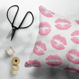 Pink Lips, Pattern Of Lips, Pink Lipstick, Kiss Accent Pillow