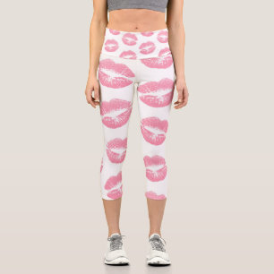 Pink Lips, Pattern Of Lips, Pink Lipstick, Kiss Capri Leggings