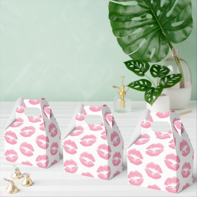Pink Lips, Pattern Of Lips, Pink Lipstick, Kiss Favor Box (Multiple)