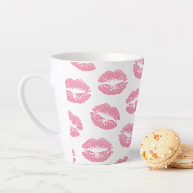 Pink Lips, Pattern Of Lips, Pink Lipstick, Kiss Latte Mug (In Situ)