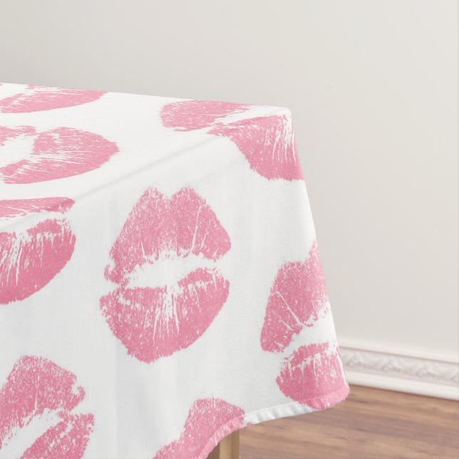 Pink Lips, Pattern Of Lips, Pink Lipstick, Kiss Tablecloth (In Situ)