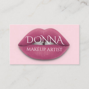 Pink Lips QR Code Logo Makeup Lipstick Gloss Business Card