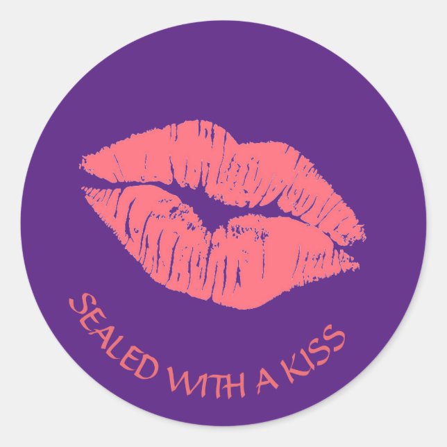 Pink Lips Sealed With A Kiss Classic Round Sticker (Front)