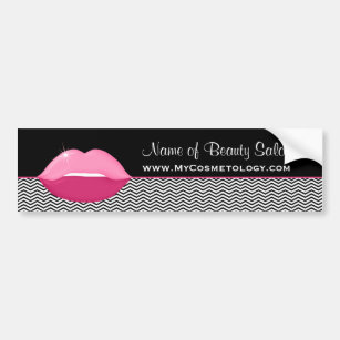 Pink Lips Trendy Chevron Makeup Artist Bumper Sticker