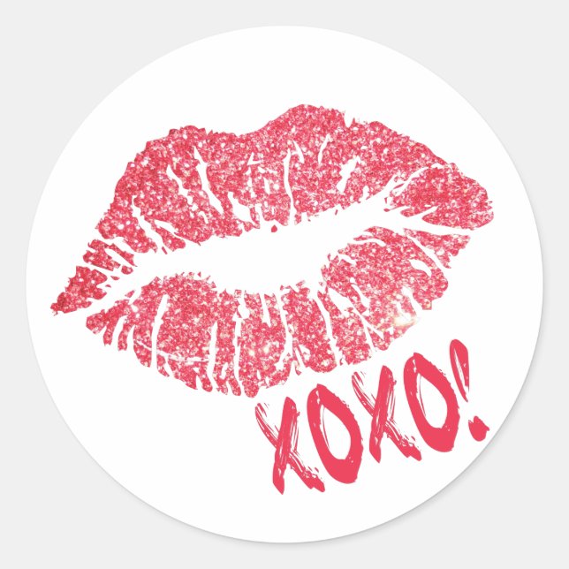 Pink Lips XOXO | Makeup Artist Classic Round Sticker (Front)