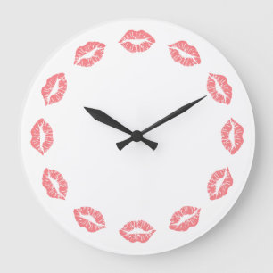 Pink Lipstick Kiss Clock
