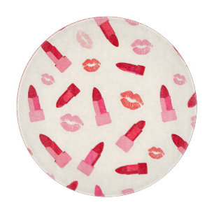 Pink Lipstick Kiss Pattern Cutting Board