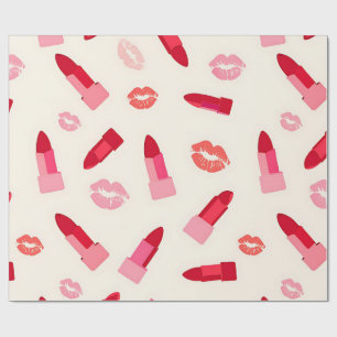 Pink Lipstick Kiss Pattern Wrapping Paper