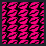 Pink lipstick kiss pop art pink and black poster<br><div class="desc">A pop art design of hot pink lipstick against a customisable black background. This cute pop art  pattern design is modern and fashionable in a pop punk design. Suitable for a teen girl's room or any lover of pop art.</div>