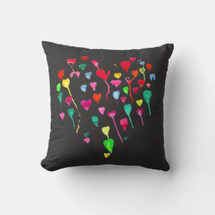 Pink lipstick kiss pop art pink and black throw pillow