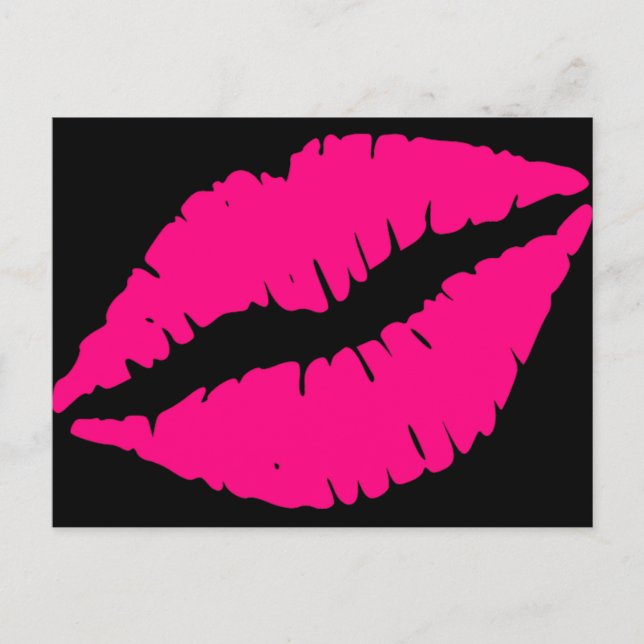 Pink lipstick kiss pop art postcard (Front)