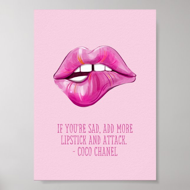 Pink Lipstick Lip Inspirational Quote For Women Poster (Front)