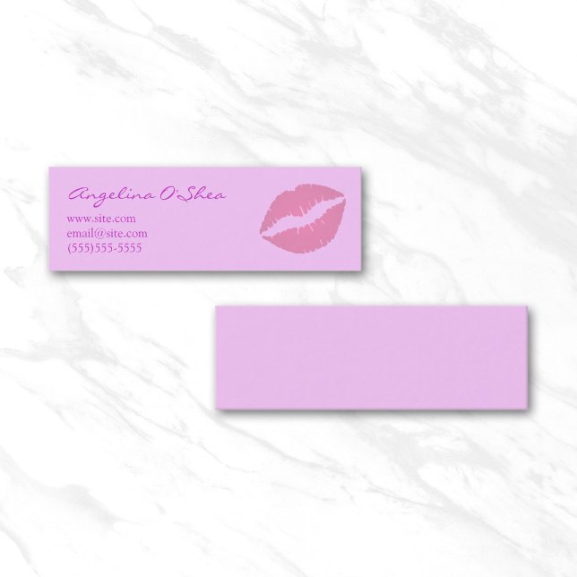 Pink Lipstick Mini Business Card (Pink Lipstick Skinny Business Card)