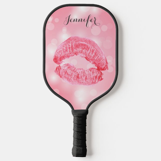 Pink Lipstick Personalized Pickleball Paddle (Back)