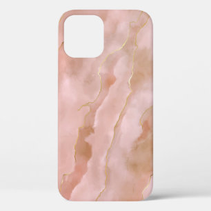 Pink Liquid Marble Gold Texture iPhone 12 Case