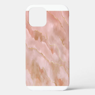 Pink Liquid Marble Gold Texture iPhone 12 Case