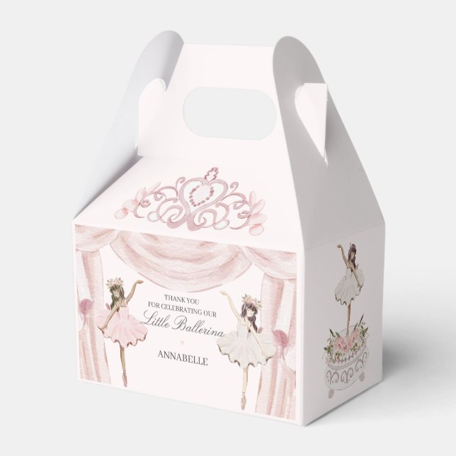 Pink Little Ballerina Baby Shower or Birthday Favor Box (Front Side)