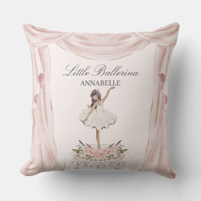 Pink Little Ballerina Nursery Decor for Girl Throw Pillow (Front)