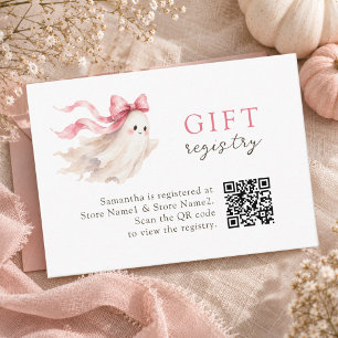 Pink Little Boo Baby Girl Shower Qr Gift Registry Enclosure Card