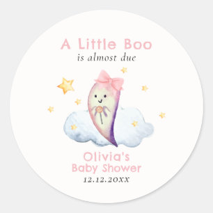 Pink Little Boo Bow Ghost Halloween Baby Shower  Classic Round Sticker