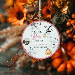Pink Little Boo Ghost Baby Shower Favour Tags