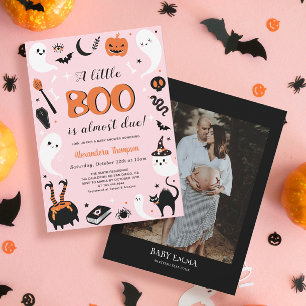 Pink Little Boo Halloween Baby Shower Invitation